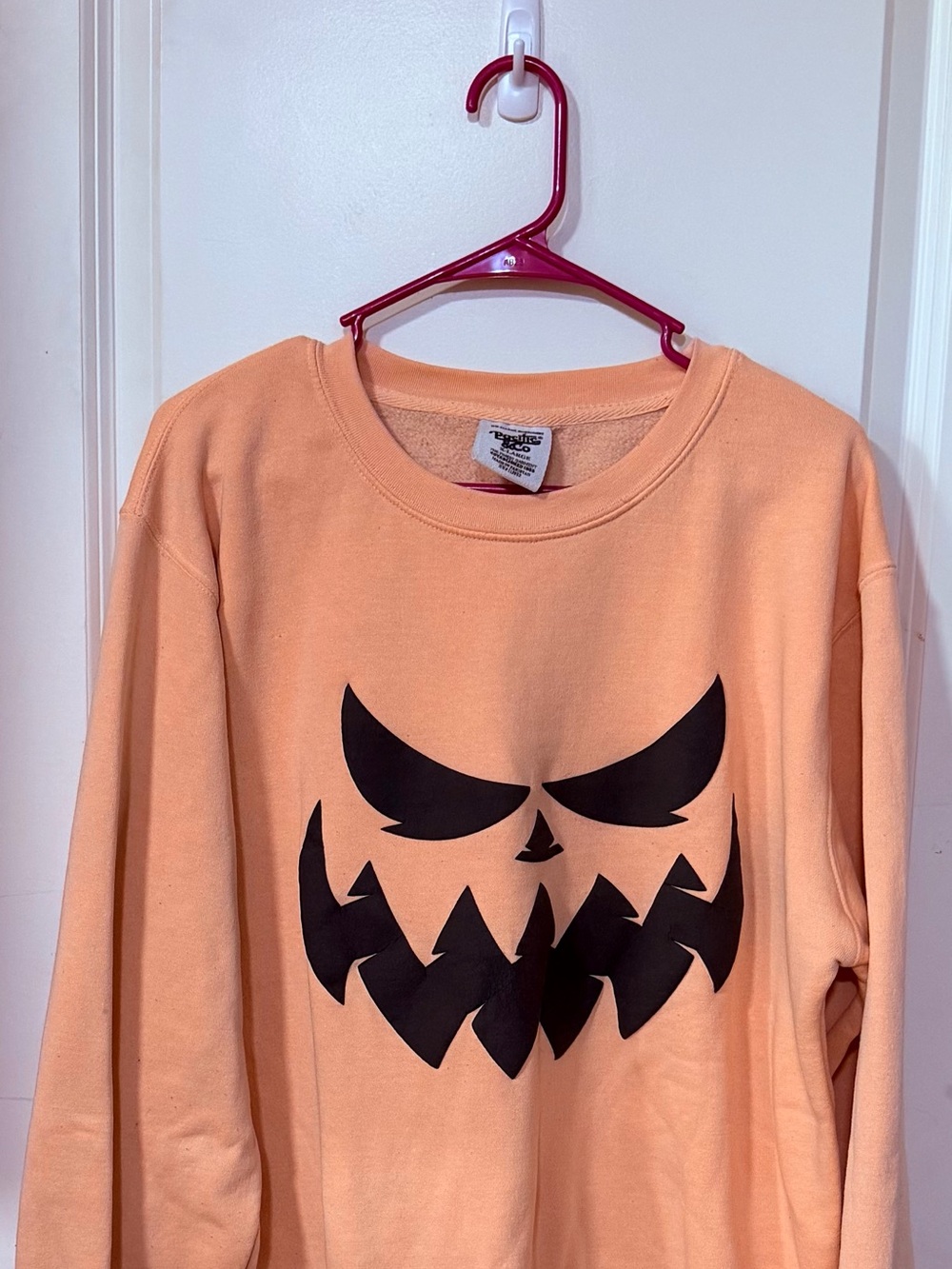 Women's Peach Orange Pumpkin Face Crewneck Sweatshirt